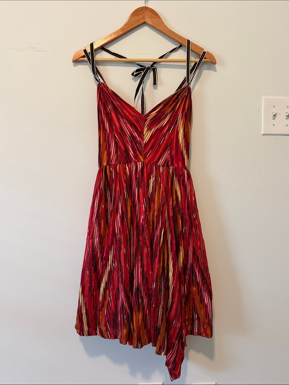 Red Multi-Stripe V-Neck Sundress